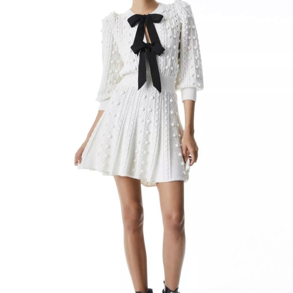 Alice + Olivia KITTY PUFF SLEEVE SWEATER DRESS